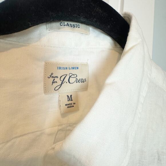 J. Crew Men's Short-Sleeve Baird McNutt Irish Linen Shirt White Size Medium NWOT - Picture 11 of 13